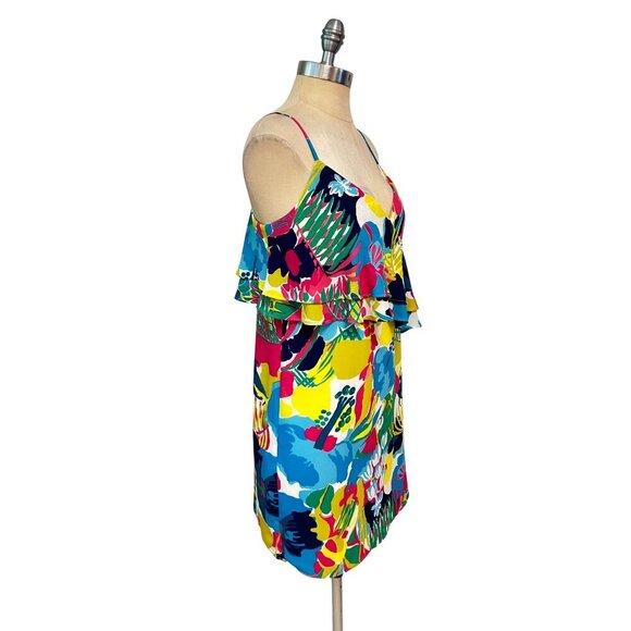 J Crew Multi Color Floral Ruffle Cami Dress size 4 - Picture 4 of 7